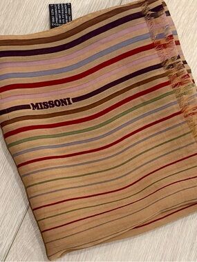 Missoni Vintage Striped Multicolor Silk Scarf